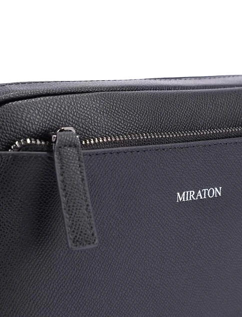 Чоловіча сумка месенджер шкіряна чорна - фото 4 - Miraton