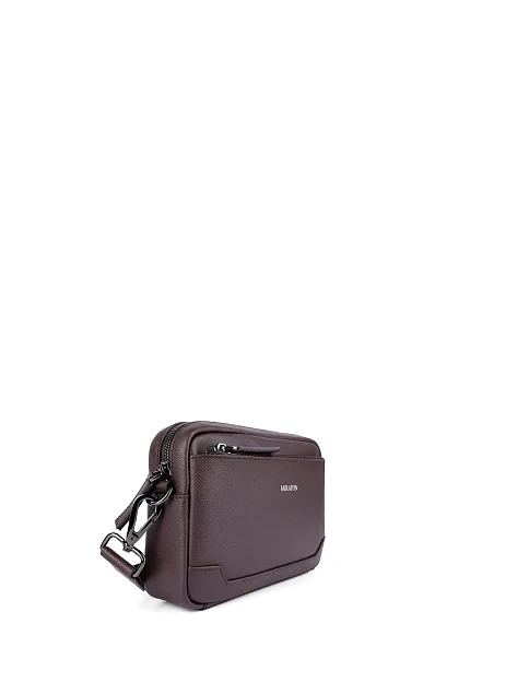 Мужская сумка мессенджер кожаная коричневая - фото 2 - Miraton