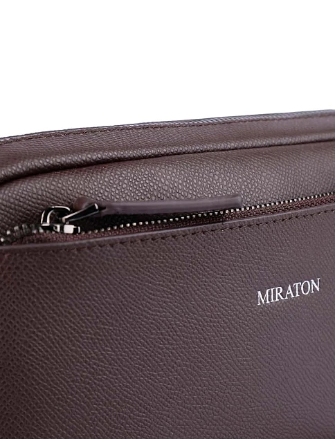 Мужская сумка мессенджер кожаная коричневая - фото 4 - Miraton