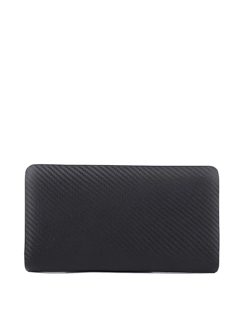 Кошелек на молнии кожаный черный - фото 1 - Miraton