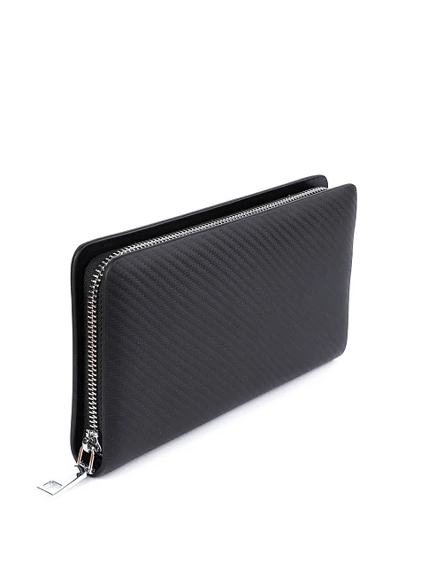 Кошелек на молнии кожаный черный - фото 2 - Miraton