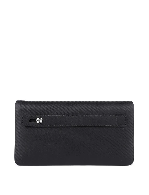 Кошелек на молнии кожаный черный - фото 3 - Miraton