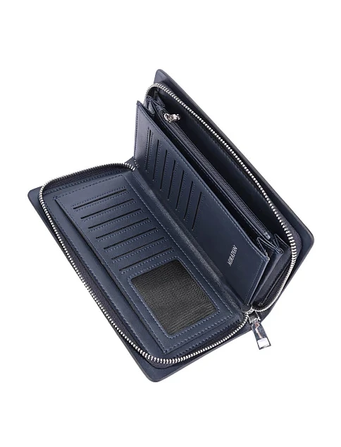 Гаманець на блискавці шкіряний синій - фото 4 - Miraton
