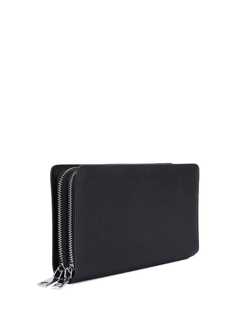 Гаманець на блискавці шкіряний чорний - фото 2 - Miraton