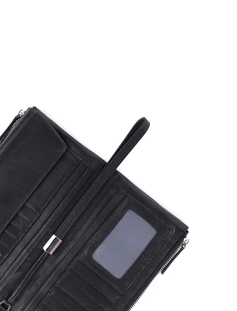 Кошелек на магните кожаный черный - фото 5 - Miraton