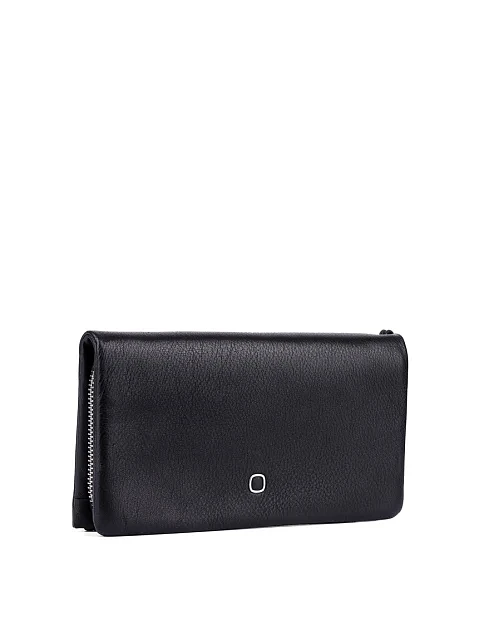 Кошелек на молнии кожаный черный - фото 2 - Miraton