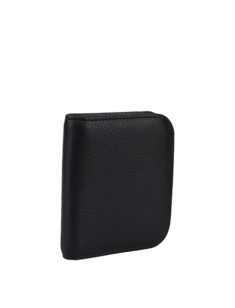 Кошелек картхолдер на кнопке кожаный черный - фото 2 - Miraton