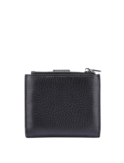 Кошелек на кнопке кожаный черный - фото 3 - Miraton