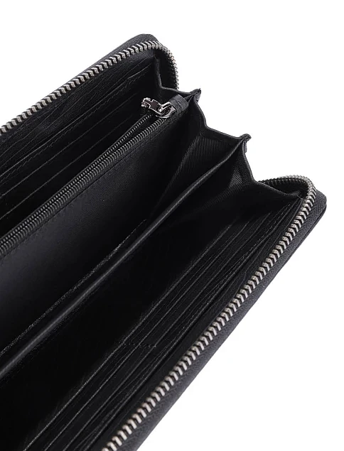 Кошелек на молнии кожаный черный - фото 4 - Miraton