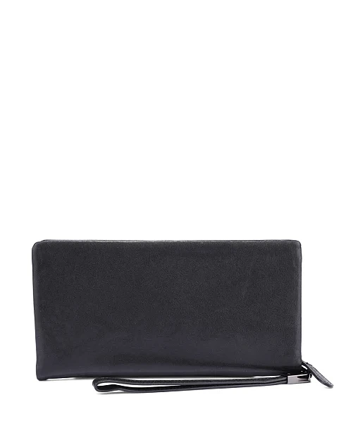 Кошелек на молнии кожаный черный - фото 3 - Miraton