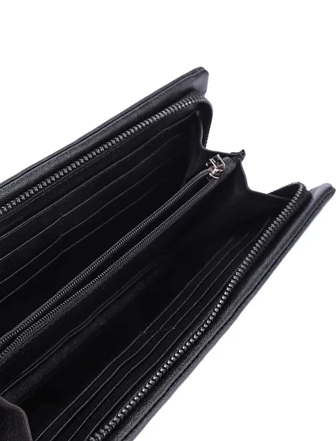 Кошелек на молнии кожаный черный - фото 4 - Miraton