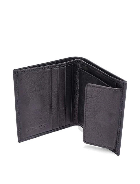 Кошелек на магните кожаный черный - фото 4 - Miraton