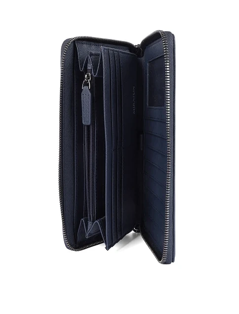 Гаманець на блискавці шкіряний синій - фото 4 - Miraton