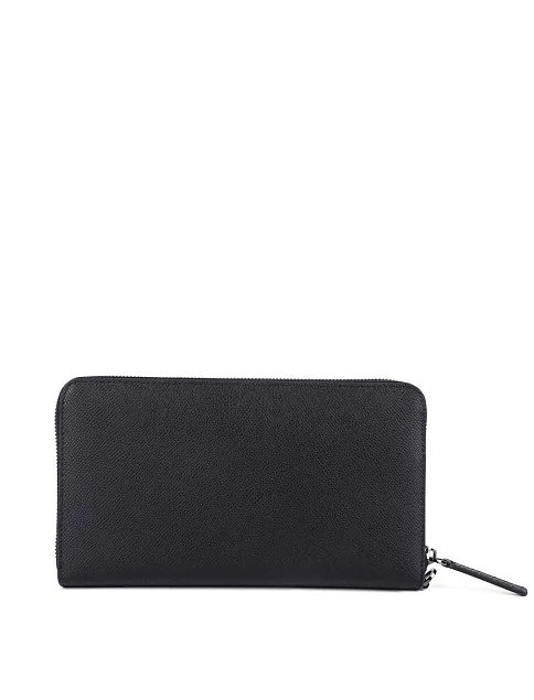 Гаманець на блискавці шкіряний чорний - фото 3 - Miraton