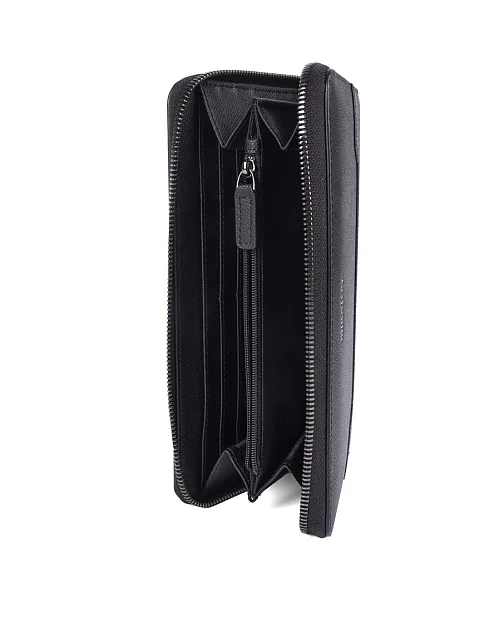 Гаманець на блискавці шкіряний чорний - фото 4 - Miraton