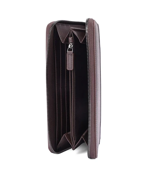 Гаманець на блискавці шкіряний коричневий - фото 4 - Miraton