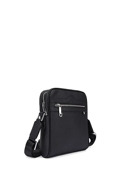 Мужская сумка через плечо кожаная черная - фото 2 - Miraton