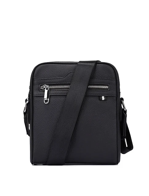 Мужская сумка через плечо кожаная черная - фото 6 - Miraton