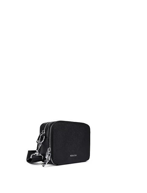 Мужская сумка кросс-боди кожаная черная - фото 2 - Miraton