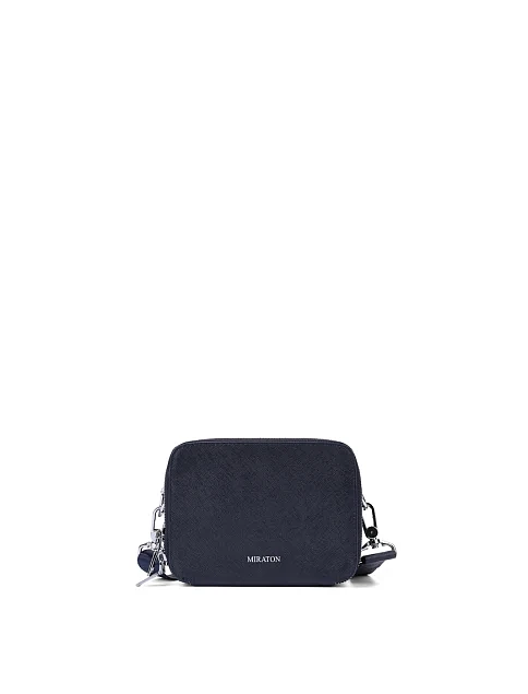 Мужская сумка кросс-боди кожаная синяя - фото 1 - Miraton