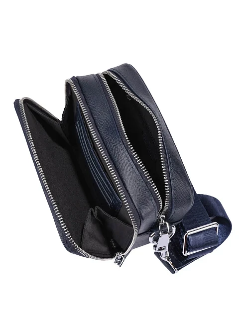 Мужская сумка кросс-боди кожаная синяя - фото 5 - Miraton