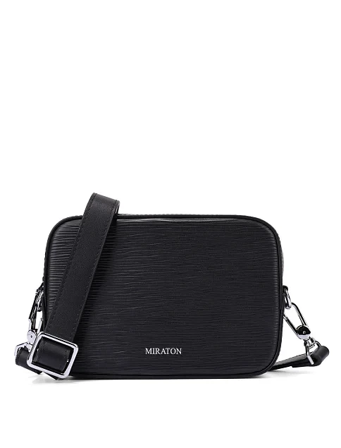 Мужская сумка кросс-боди кожаная черная - фото 6 - Miraton