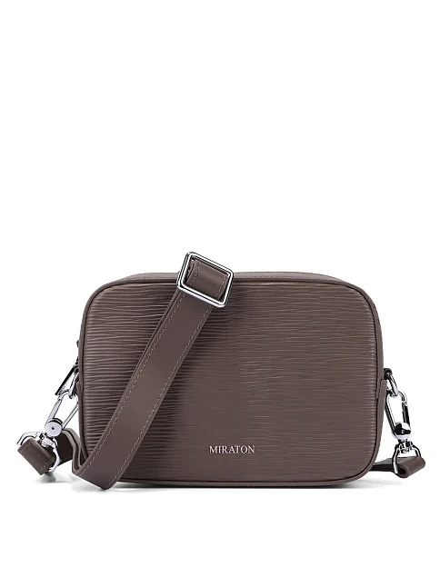 Мужская сумка кросс-боди кожаная бежевая - фото 6 - Miraton