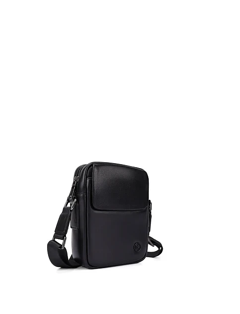 Мужская сумка мессенджер кожаная черная - фото 2 - Miraton