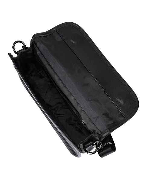 Мужская сумка через плечо кожаная черная - фото 4 - Miraton