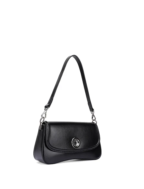 Женская сумка через плечо кожаная черная - фото 3 - Miraton