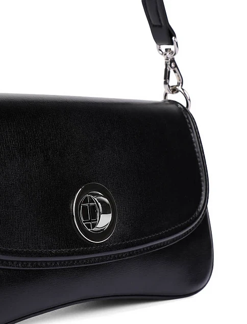 Женская сумка через плечо кожаная черная - фото 5 - Miraton