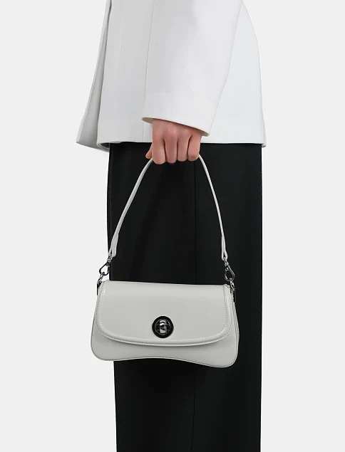 Женская сумка через плечо кожаная молочного цвета - фото 2 - Miraton
