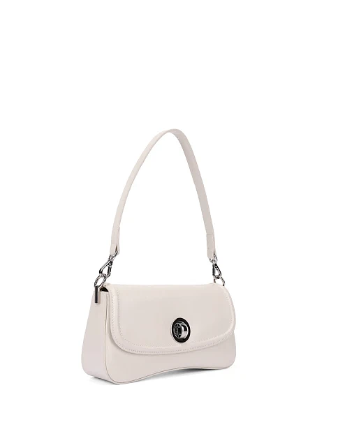 Женская сумка через плечо кожаная молочного цвета - фото 3 - Miraton