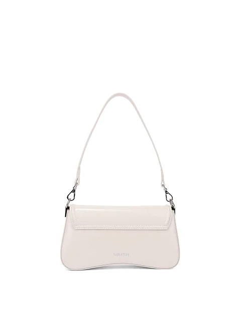 Женская сумка через плечо кожаная молочного цвета - фото 4 - Miraton