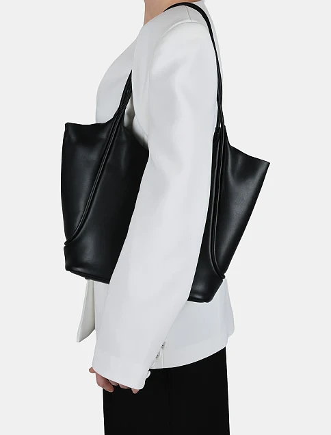 Женская сумка шоппер кожаная черная - фото 2 - Miraton