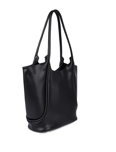 Женская сумка шоппер кожаная черная - фото 3 - Miraton