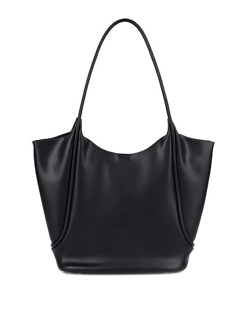 Женская сумка шоппер кожаная черная - фото 4 - Miraton