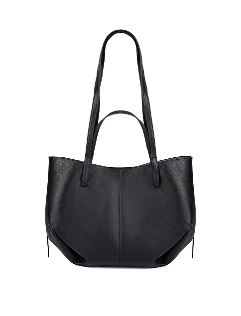 Женская сумка шоппер кожаная черная - фото 3 - Miraton