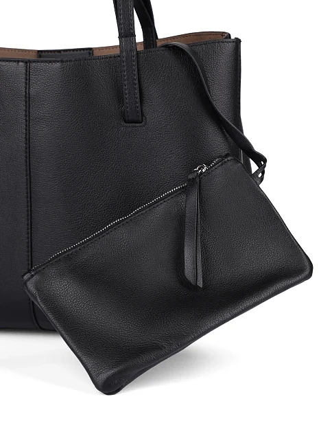 Женская сумка шоппер кожаная черная - фото 4 - Miraton