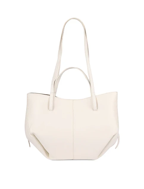 Женская сумка шоппер кожаная молочного цвета - фото 1 - Miraton