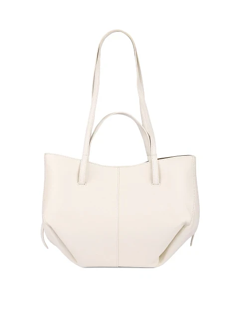 Женская сумка шоппер кожаная молочного цвета - фото 3 - Miraton