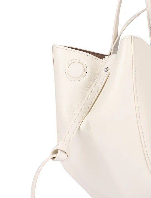 Женская сумка шоппер кожаная молочного цвета - фото 4 - Miraton