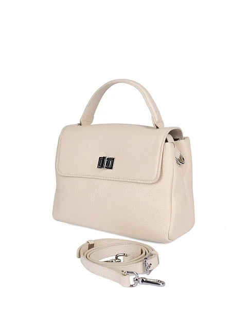 Жіноча сумка крос-боді шкіряна молочного кольору - фото 6 - Miraton