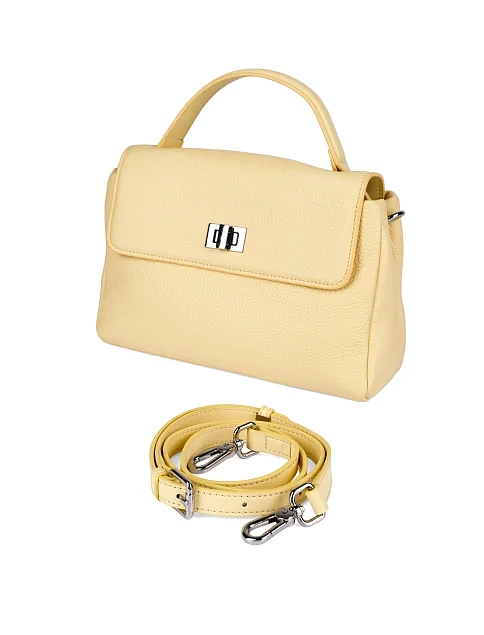 Жіноча сумка крос-боді шкіряна жовта - фото 6 - Miraton