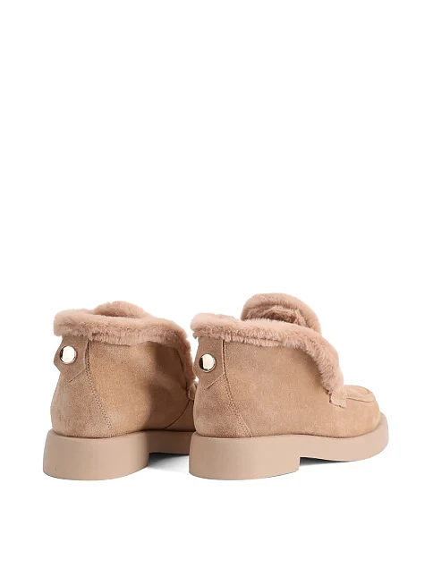 Женские ботинки лоферы Attizzare велюровые бежевые - фото 4 - Miraton