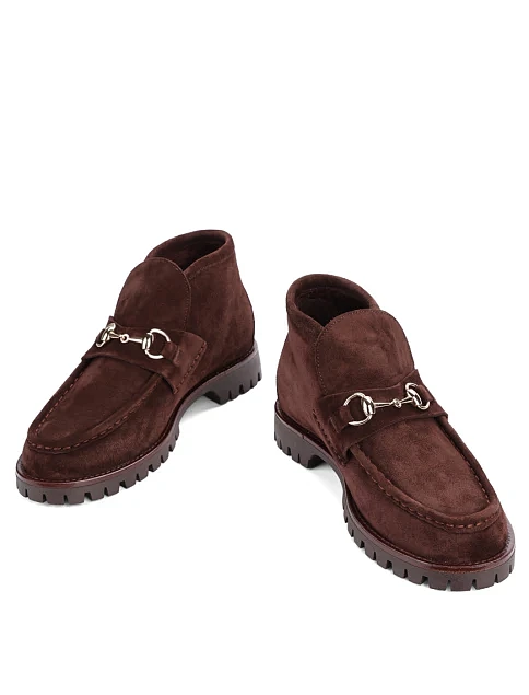 Женские ботинки лоферы Attizzare велюровые коричневые - фото 2 - Miraton