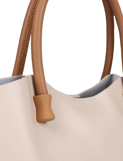 Женская сумка кожаная молочного цвета - фото 4 - Miraton