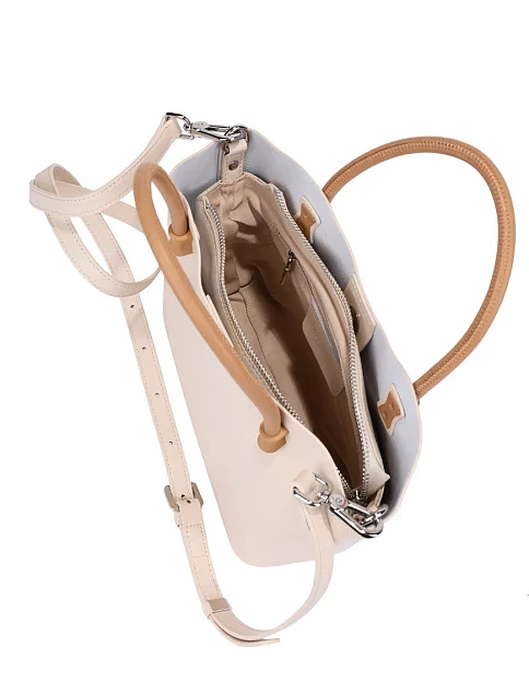 Женская сумка кожаная молочного цвета - фото 7 - Miraton