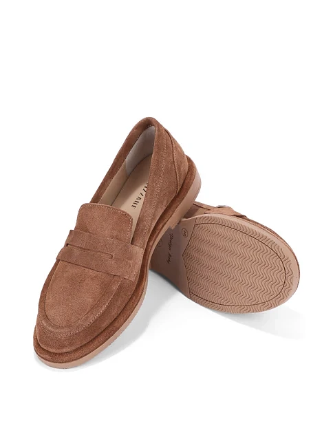 Женские туфли лоферы Attizzare велюровые бежевые - фото 2 - Miraton