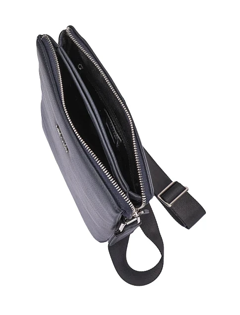 Мужская сумка кросс-боди кожаная синяя - фото 5 - Miraton